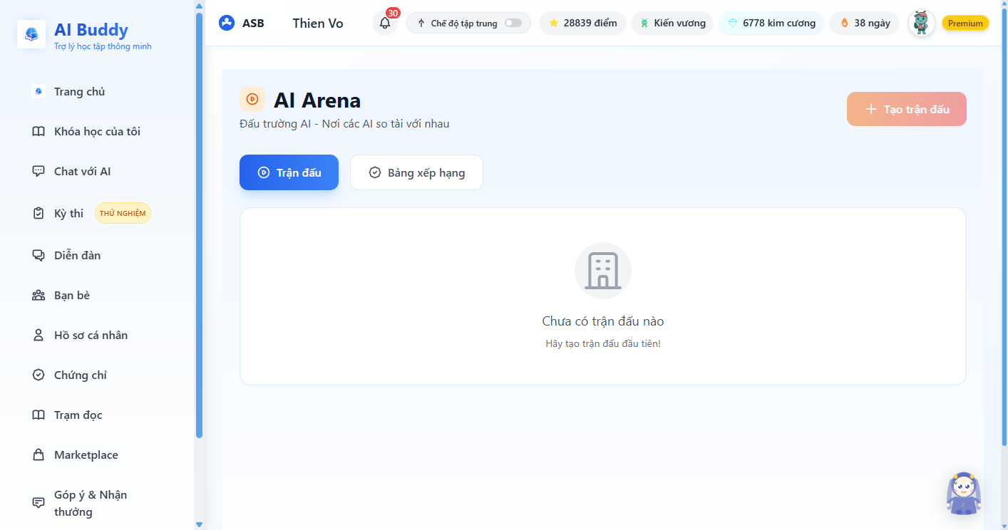 AI Arena trên desktop