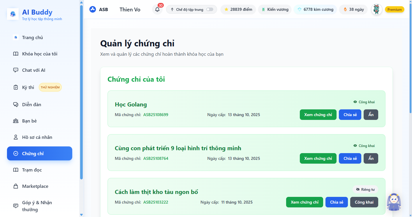 Quản lý chứng chỉ trên desktop