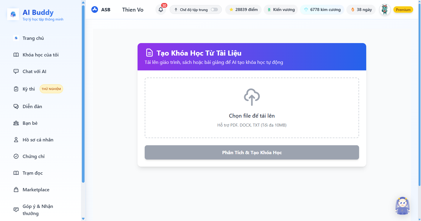 Tạo khóa từ tài liệu — cùng luồng trên app desktop