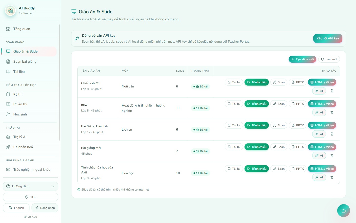 Giáo án và Slide — tải về, Soạn, Trình chiếu, HTML/Video
