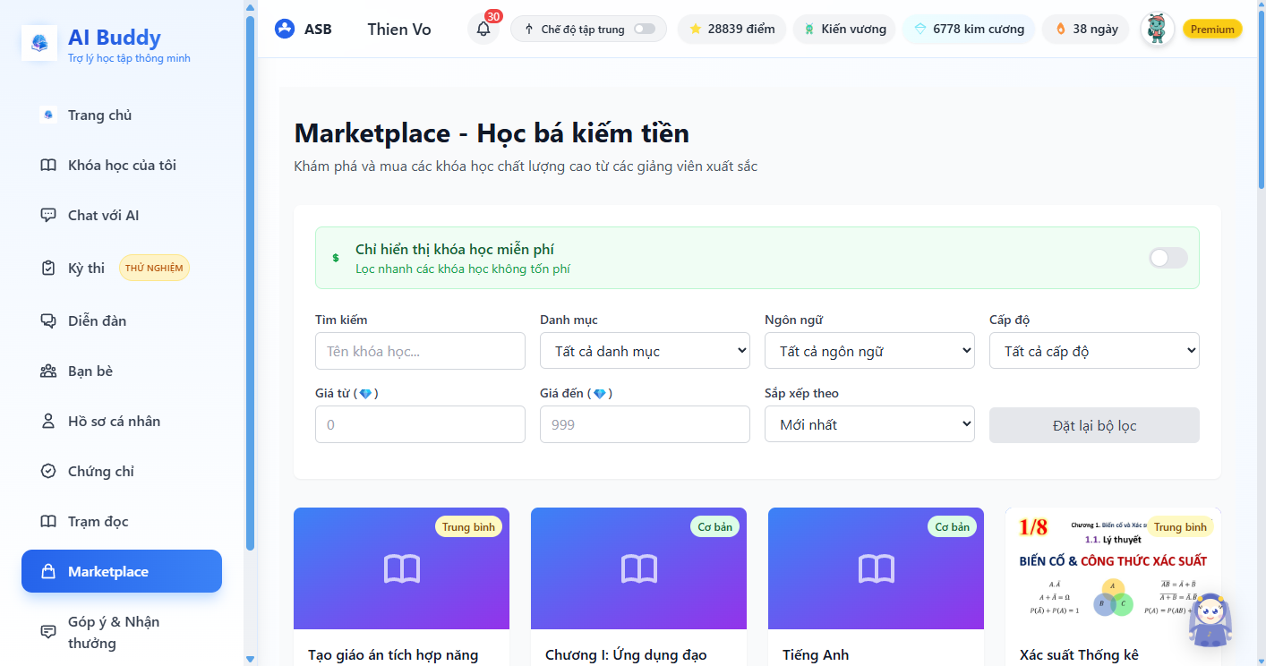 Marketplace trong app