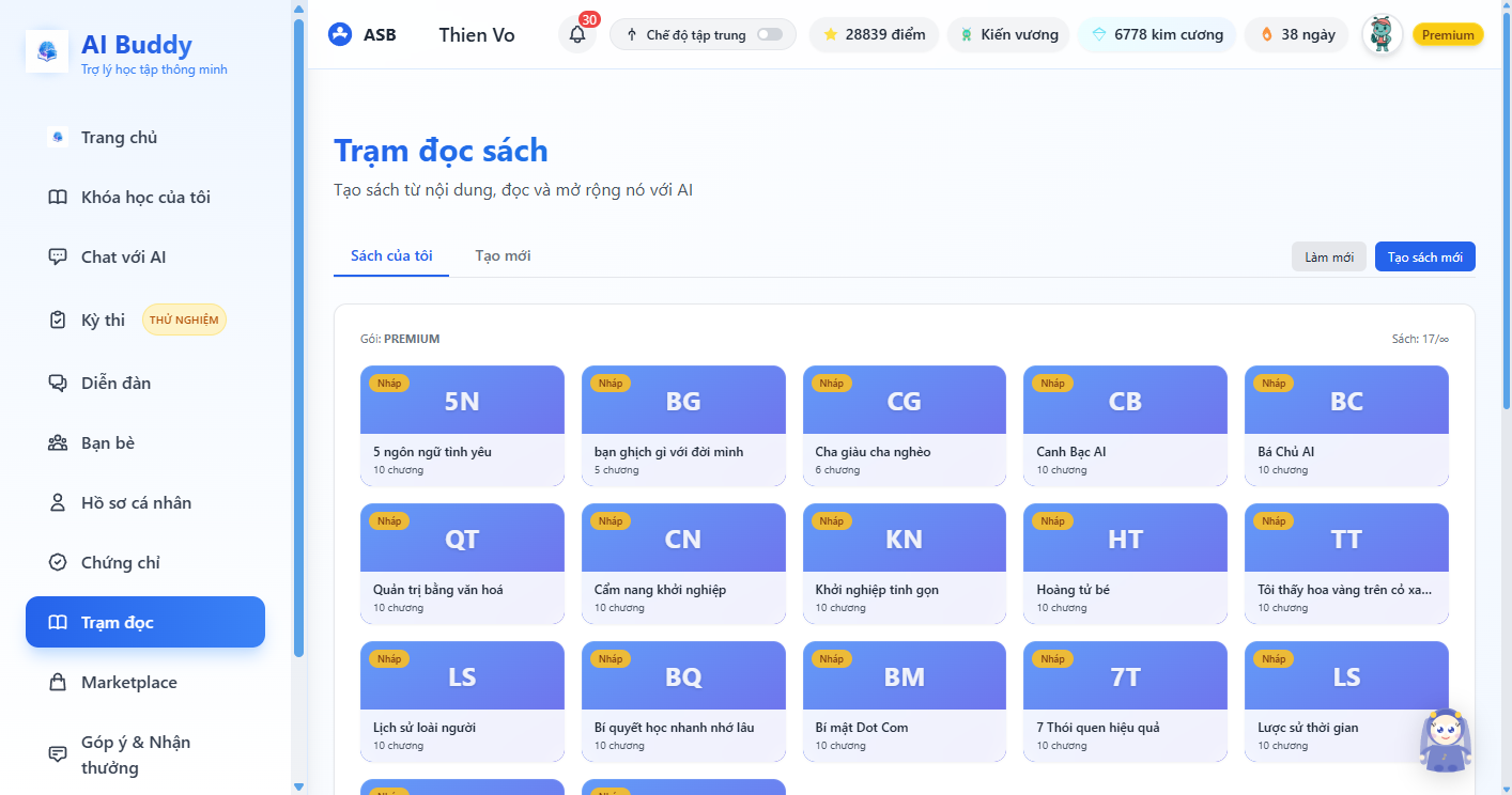 Trạm đọc sách trên desktop