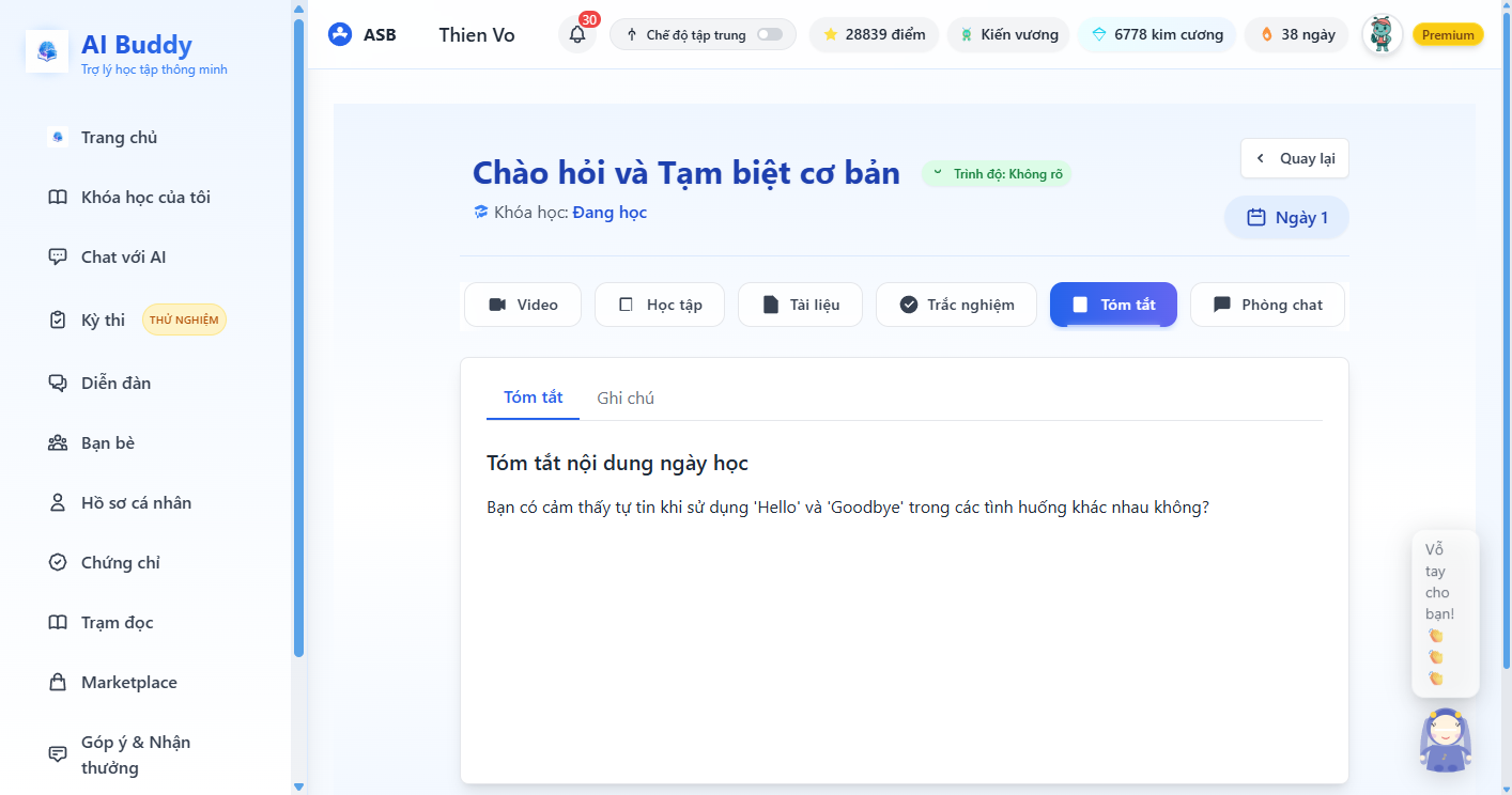 Tab Tóm tắt và Ghi chú