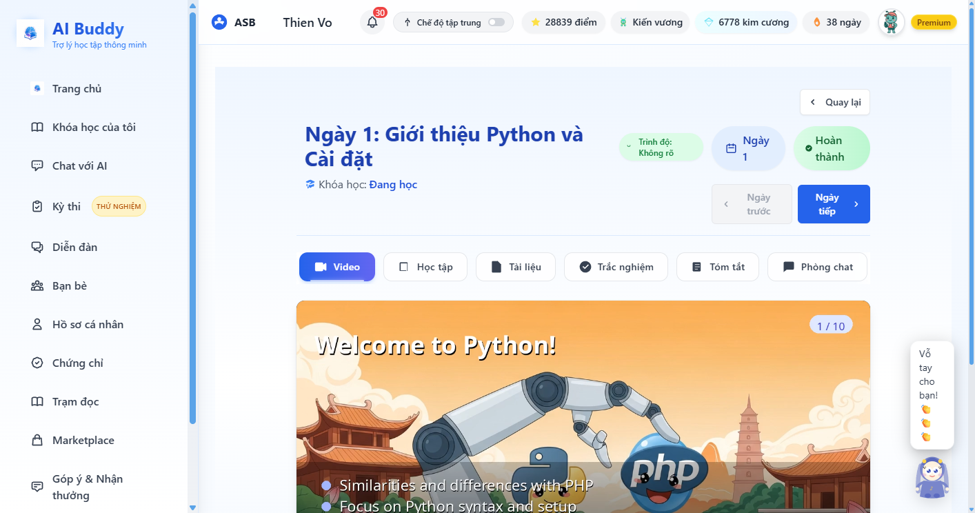 Video bài giảng AI trong ngày học (player MP4)