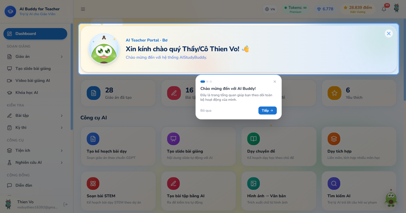 Dashboard Teacher Portal